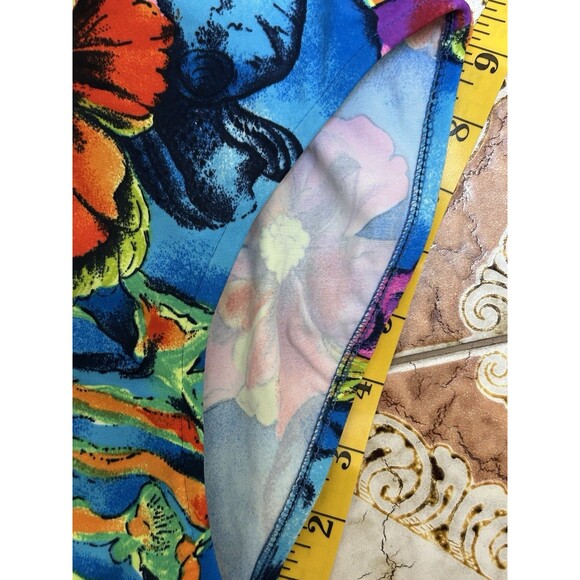 Vintage Tropical Floral Seashell Swimsuit Size 8 Bold Blue Made USA - Cazimi - Picture 4 of 6